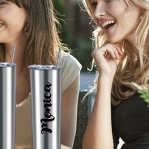 20 oz Personalized Slim Tumbler kit with straw